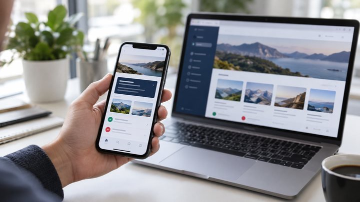 Progressive web app running across phone and laptop