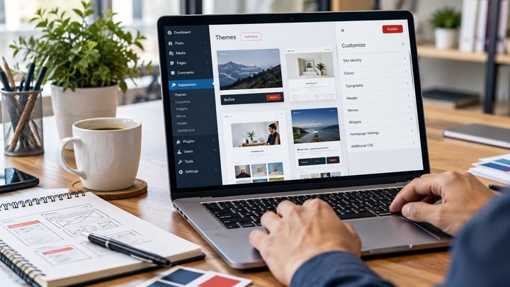 WordPress CMS theme customization workspace